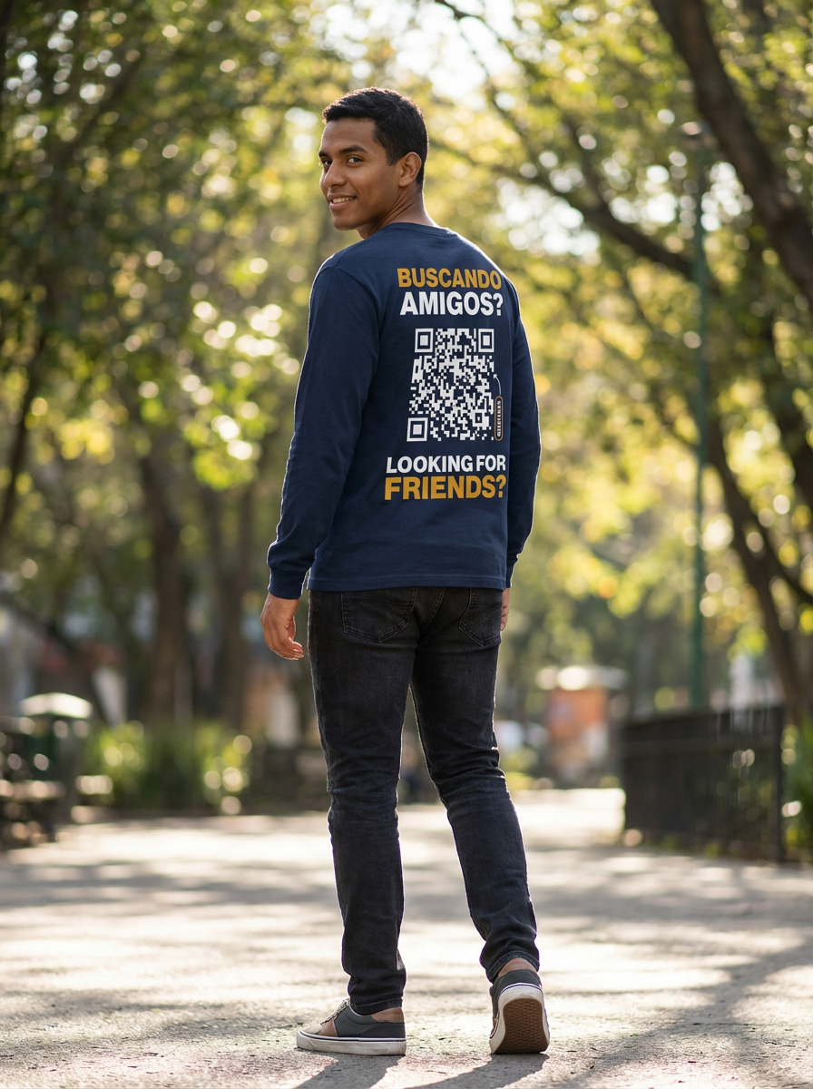 Classic QR Long Sleeve Shirt Men - HeyInterests