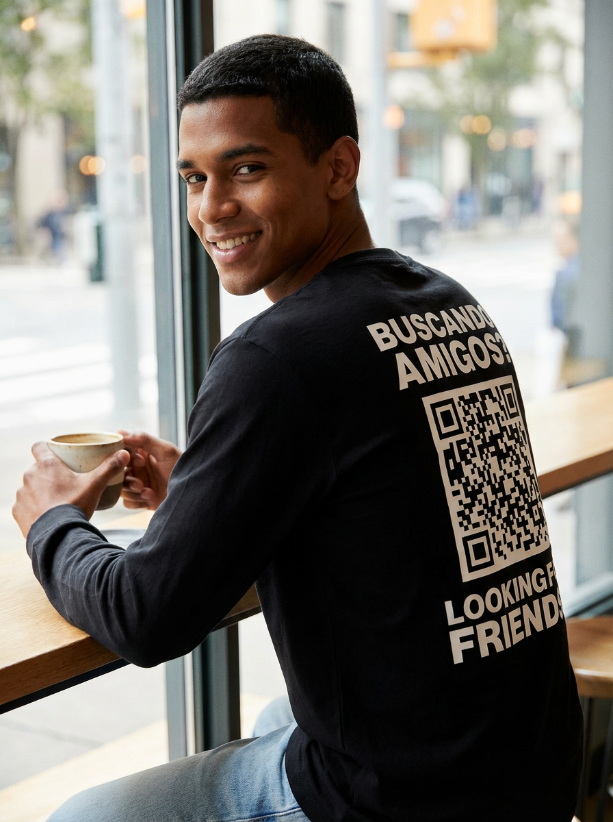 Classic QR Long Sleeve Shirt Men - HeyInterests